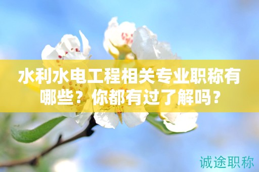 水利水電工程相關(guān)專(zhuān)業(yè)職稱(chēng)有哪些？你都有過(guò)了解嗎？