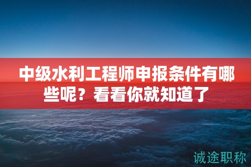 2024年中級水利工程師申報條件有哪些呢？看看你就知道了