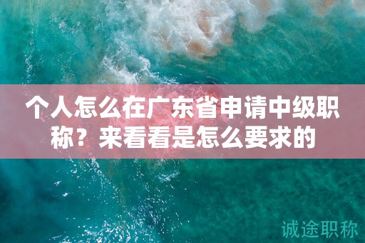 個人怎么在廣東省申請中級職稱？來看看是怎么要求的
