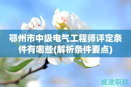 鄂州市中級電氣工程師評定條件有哪些(解析條件要點)