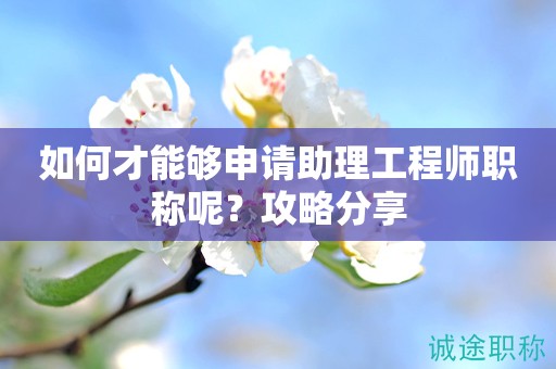 如何才能夠申請助理工程師職稱呢？攻略分享