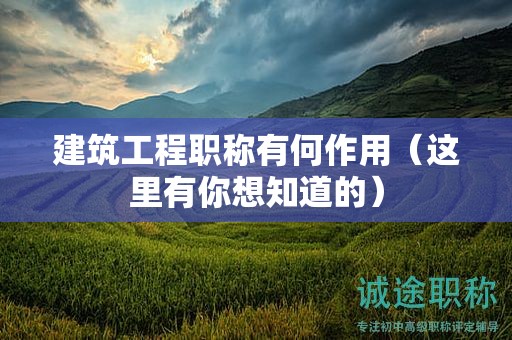 建筑工程職稱有何作用（這里有你想知道的）