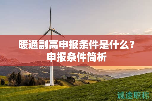 暖通副高級職稱申報(bào)條件是什么？申報(bào)條件簡析