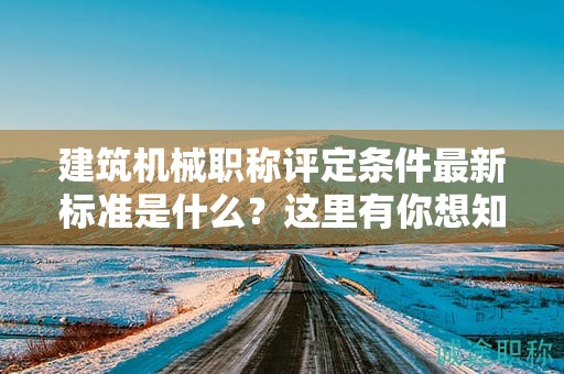 建筑機械職稱評定條件最新標準是什么？這里有你想知道的