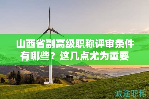 山西省副高級職稱評審條件有哪些？這幾點尤為重要