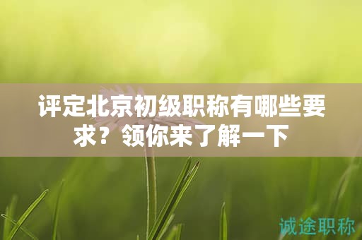 評定北京初級職稱有哪些要求？領(lǐng)你來了解一下