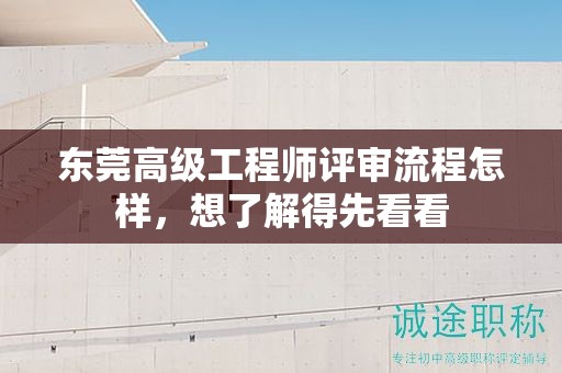 東莞高級工程師評審流程怎樣，想了解得先看看