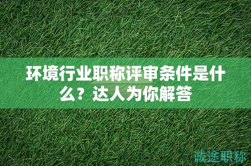 2024年環(huán)境行業(yè)職稱(chēng)評(píng)審條件是什么？達(dá)人為你解答