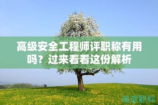 高級(jí)安全工程師評(píng)職稱(chēng)有用嗎？過(guò)來(lái)看看這份解析