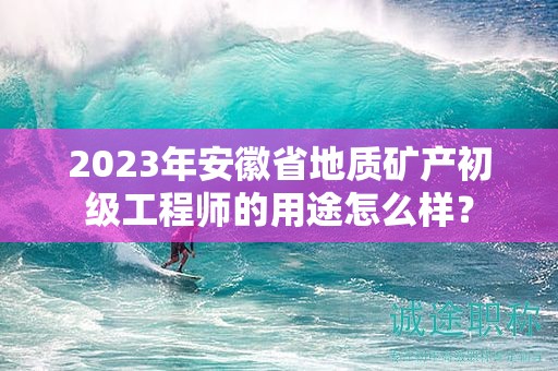 2023年安徽省地質(zhì)礦產(chǎn)初級(jí)工程師的用途怎么樣？