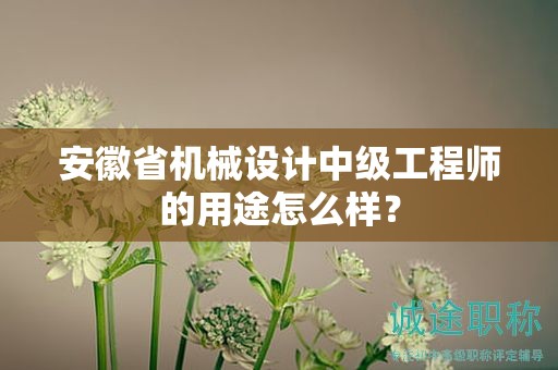 安徽省機(jī)械設(shè)計中級工程師的用途怎么樣？