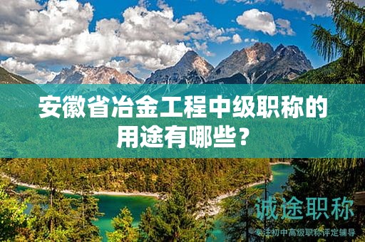 安徽省冶金工程中級(jí)職稱的用途有哪些？