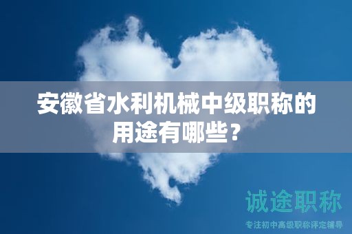 安徽省水利機械中級職稱的用途有哪些？