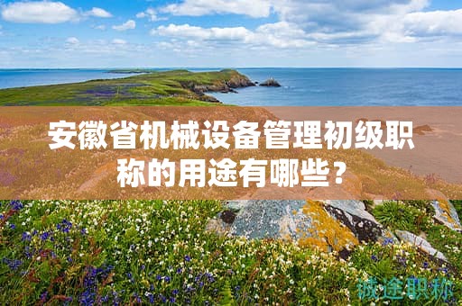 安徽省機(jī)械設(shè)備管理初級職稱的用途有哪些？