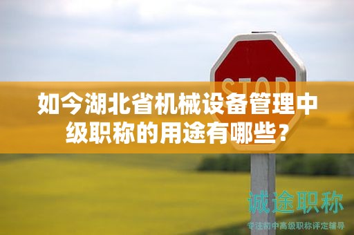 如今湖北省機(jī)械設(shè)備管理中級職稱的用途有哪些？