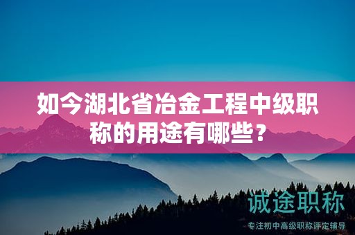 如今湖北省冶金工程中級職稱的用途有哪些？