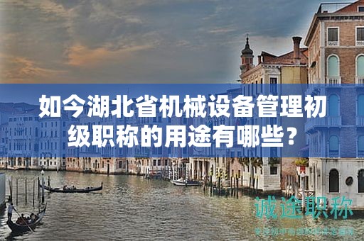 如今湖北省機(jī)械設(shè)備管理初級職稱的用途有哪些？