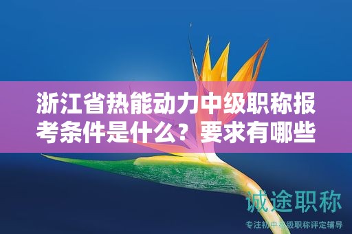 浙江省熱能動(dòng)力中級(jí)職稱報(bào)考條件是什么？要求有哪些？