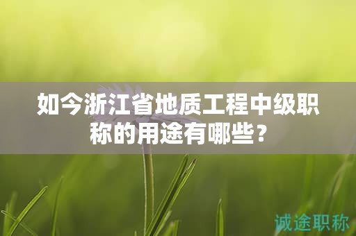如今浙江省地質(zhì)工程中級(jí)職稱(chēng)的用途有哪些？