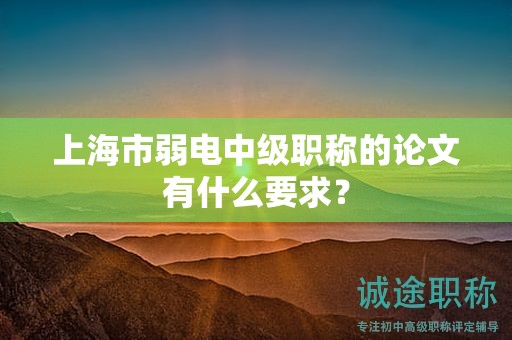 上海市弱電中級(jí)職稱(chēng)的論文有什么要求？