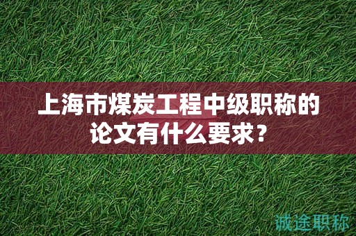 上海市煤炭工程中級(jí)職稱(chēng)的論文有什么要求？