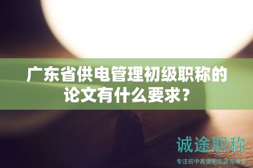 廣東省供電管理初級職稱的論文有什么要求？
