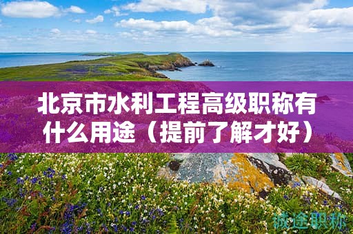 北京市水利工程高級職稱有什么用途（提前了解才好）