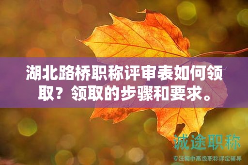 湖北路橋職稱評(píng)審表如何領(lǐng)?。款I(lǐng)取的步驟和要求。