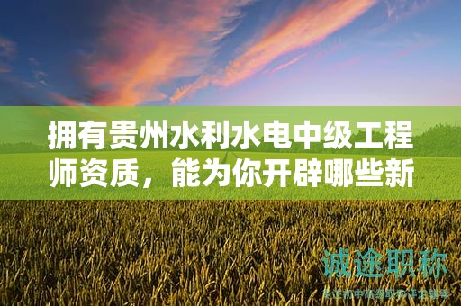 擁有貴州水利水電中級工程師資質(zhì)，能為你開辟哪些新途徑？