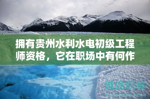 擁有貴州水利水電初級工程師資格，它在職場中有何作用？