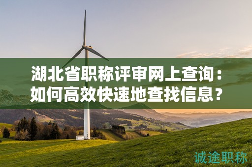 湖北省職稱評(píng)審網(wǎng)上查詢：如何高效快速地查找信息？