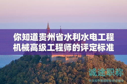 你知道貴州省水利水電工程機(jī)械高級(jí)工程師的評(píng)定標(biāo)準(zhǔn)是什么嗎？