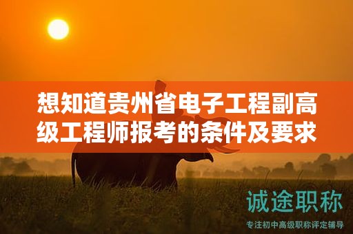 想知道貴州省電子工程副高級工程師報考的條件及要求嗎？