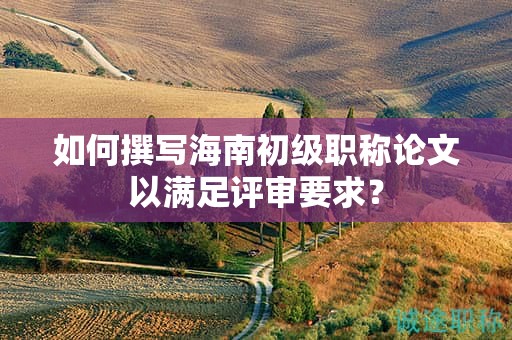 如何撰寫海南初級職稱論文以滿足評審要求？