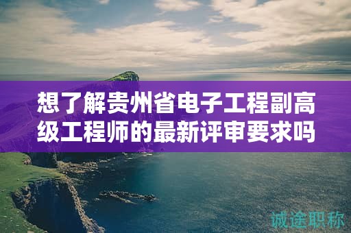想了解貴州省電子工程副高級工程師的最新評審要求嗎？