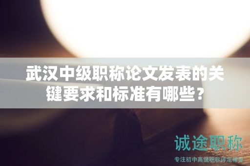 武漢中級(jí)職稱論文發(fā)表的關(guān)鍵要求和標(biāo)準(zhǔn)有哪些？