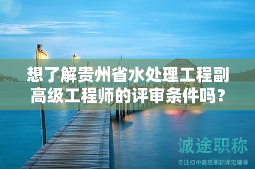 想了解貴州省水處理工程副高級工程師的評審條件嗎？