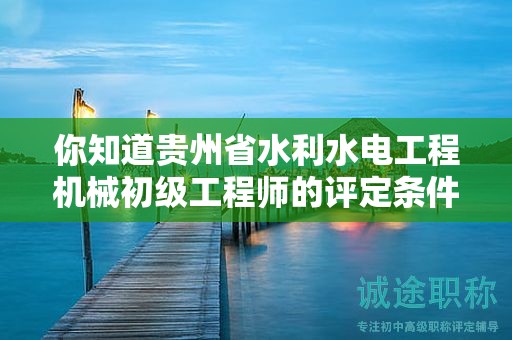 你知道貴州省水利水電工程機械初級工程師的評定條件和標準嗎？