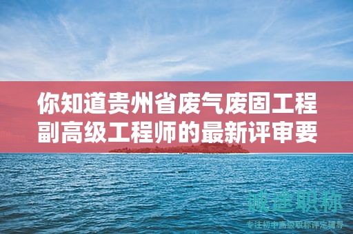 你知道貴州省廢氣廢固工程副高級工程師的最新評審要求嗎？