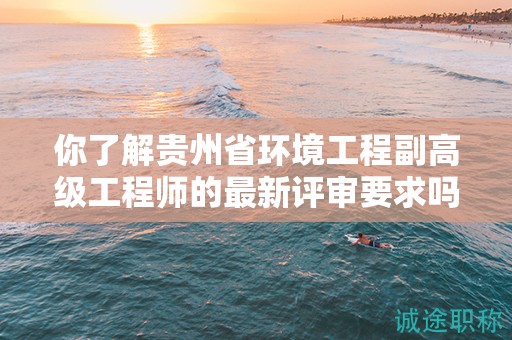 你了解貴州省環(huán)境工程副高級工程師的最新評審要求嗎？