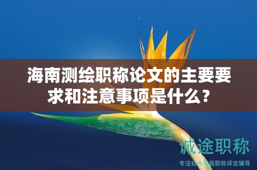 海南測繪職稱論文的主要要求和注意事項是什么？