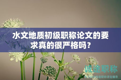 水文地質(zhì)初級(jí)職稱論文的要求真的很嚴(yán)格嗎？
