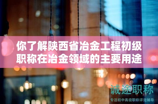 你了解陜西省冶金工程初級職稱在冶金領(lǐng)域的主要用途嗎？