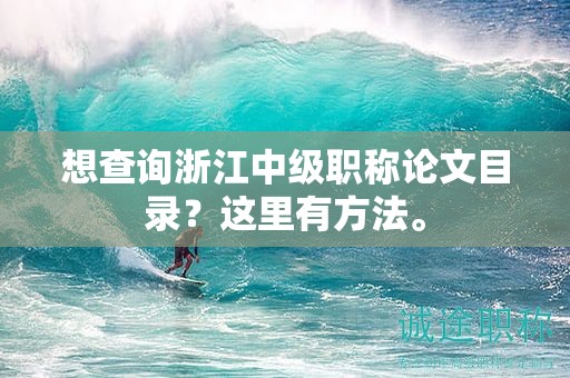 想查詢浙江中級職稱論文目錄？這里有方法。
