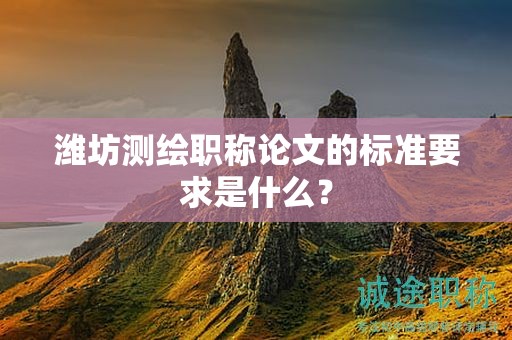 濰坊測繪職稱論文的標準要求是什么？