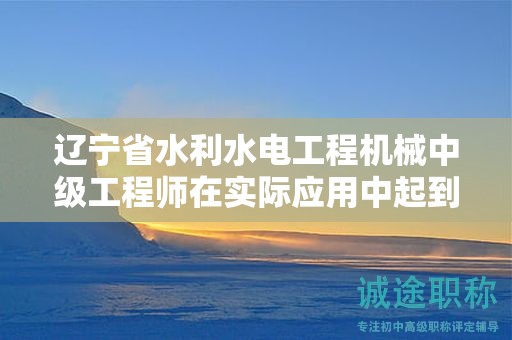 遼寧省水利水電工程機(jī)械中級(jí)工程師在實(shí)際應(yīng)用中起到了什么作用？