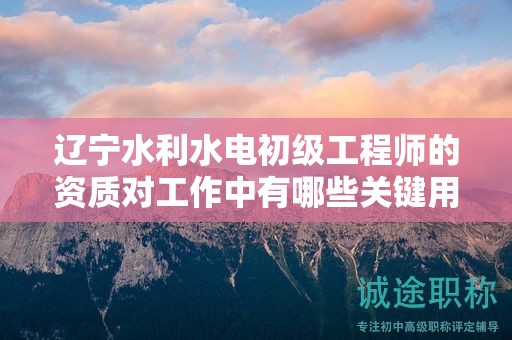 遼寧水利水電初級(jí)工程師的資質(zhì)對(duì)工作中有哪些關(guān)鍵用途？
