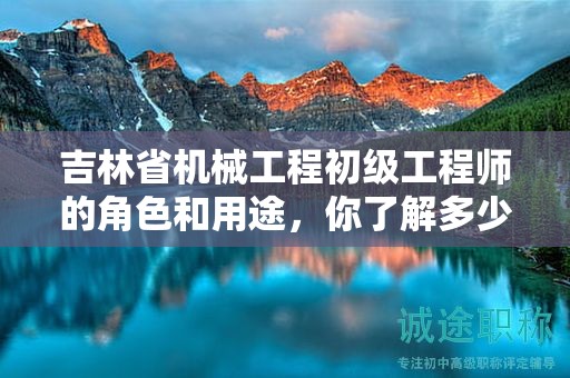 吉林省機(jī)械工程初級(jí)工程師的角色和用途，你了解多少？