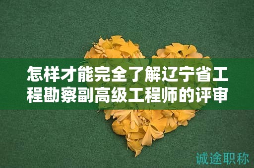 怎樣才能完全了解遼寧省工程勘察副高級工程師的評審條件并順利通過？