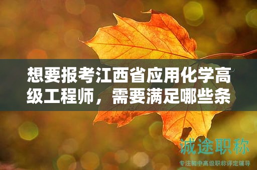 想要報(bào)考江西省應(yīng)用化學(xué)高級(jí)工程師，需要滿足哪些條件和要求？